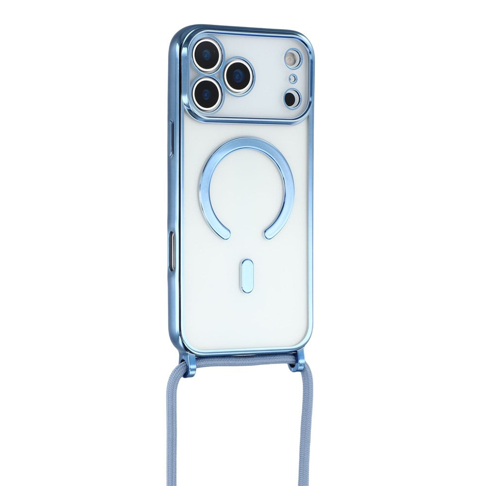 For iPhone 18 Pro Max / 17 Pro Max Case Compatible with MagSafe Electroplating Edge TPU Phone Cover with Shoulder Strap