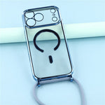 For iPhone 18 Pro Max / 17 Pro Max Case Compatible with MagSafe Electroplating Edge TPU Phone Cover with Shoulder Strap