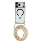For iPhone 18 Pro Max / 17 Pro Max Case Compatible with MagSafe Electroplating Edge TPU Phone Cover with Shoulder Strap