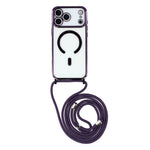 For iPhone 18 Pro Max / 17 Pro Max Case Compatible with MagSafe Electroplating Edge TPU Phone Cover with Shoulder Strap