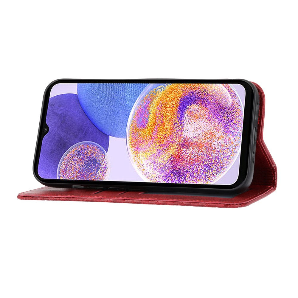 Til Samsung Galaxy A32 5G / M32 5G Stødsikker Kalvelæderstruktur Pungfoderal Mobilcover i PU-læder med Præget Diamantmønster og Rem