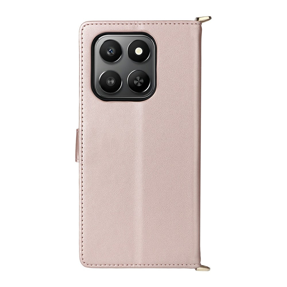 For Honor 400 Smart 5G / 4G / X7d 4G cover med skulder-/håndledsrem læder telefoncover stativ pung