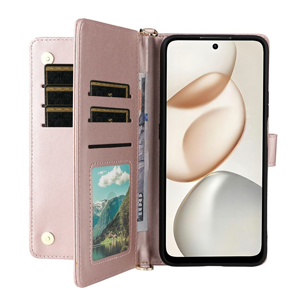 For Honor 400 Smart 5G / 4G / X7d 4G cover med skulder-/håndledsrem læder telefoncover stativ pung