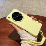 For Oppo Find X8 Ultra 5G Case Skin-Friendly Liquid Silicone + PC Phone Cover with Wrist Strap