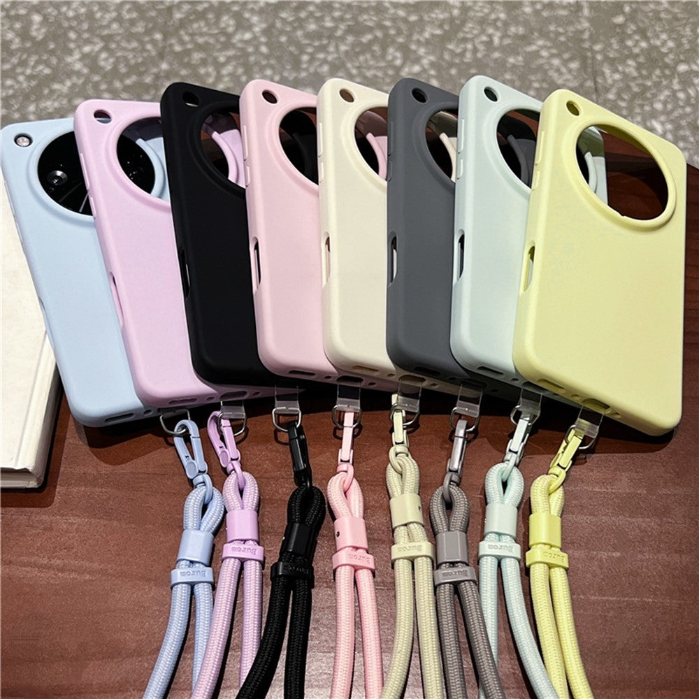 For Oppo Find X8 Ultra 5G Case Skin-Friendly Liquid Silicone + PC Phone Cover with Wrist Strap