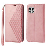 Flip Cover Wallet Etui Til Samsung Galaxy A22 5G (EU Version), Kalvetekstur PU Læder Stativ Præget Rombus Mønster Mobiltelefon Cover med Rem