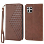 Flip Cover Wallet Etui Til Samsung Galaxy A22 5G (EU Version), Kalvetekstur PU Læder Stativ Præget Rombus Mønster Mobiltelefon Cover med Rem