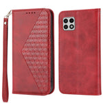 Flip Cover Wallet Etui Til Samsung Galaxy A22 5G (EU Version), Kalvetekstur PU Læder Stativ Præget Rombus Mønster Mobiltelefon Cover med Rem