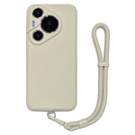 For Huawei Pura 70 Pro Case Precise Cutouts Liquid Silicone + PC Phone Cover with Wrist Strap
