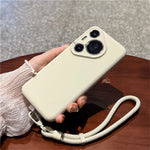 For Huawei Pura 70 Pro Case Precise Cutouts Liquid Silicone + PC Phone Cover with Wrist Strap