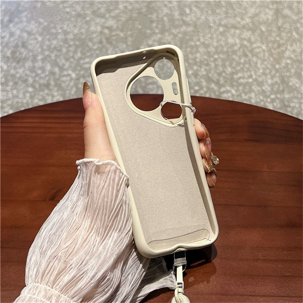 For Huawei Pura 70 Pro Case Precise Cutouts Liquid Silicone + PC Phone Cover with Wrist Strap