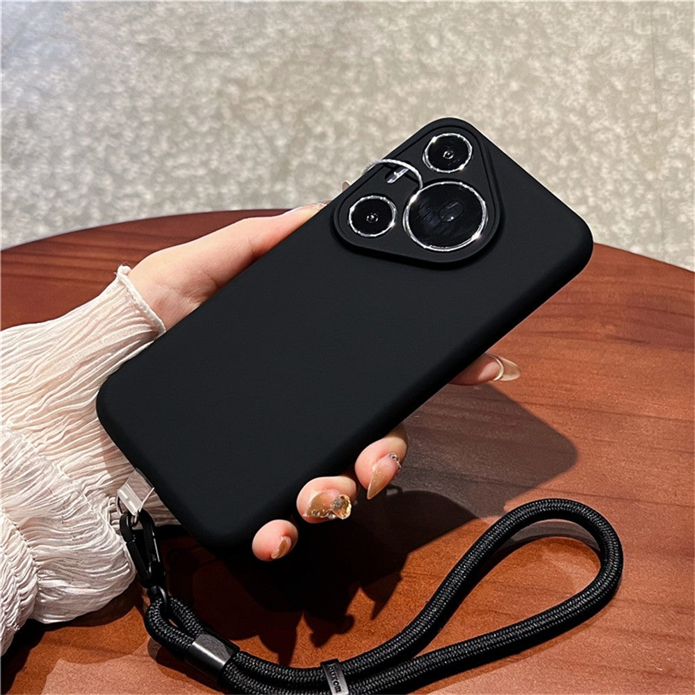 For Huawei Pura 70 Pro Case Precise Cutouts Liquid Silicone + PC Phone Cover with Wrist Strap