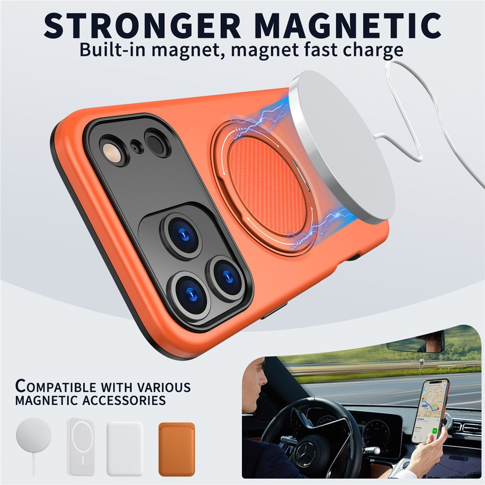 For iPhone 18 Pro Max / 17 Pro Max Magnetic Case Rotating Kickstand TPU + PC Phone Cover