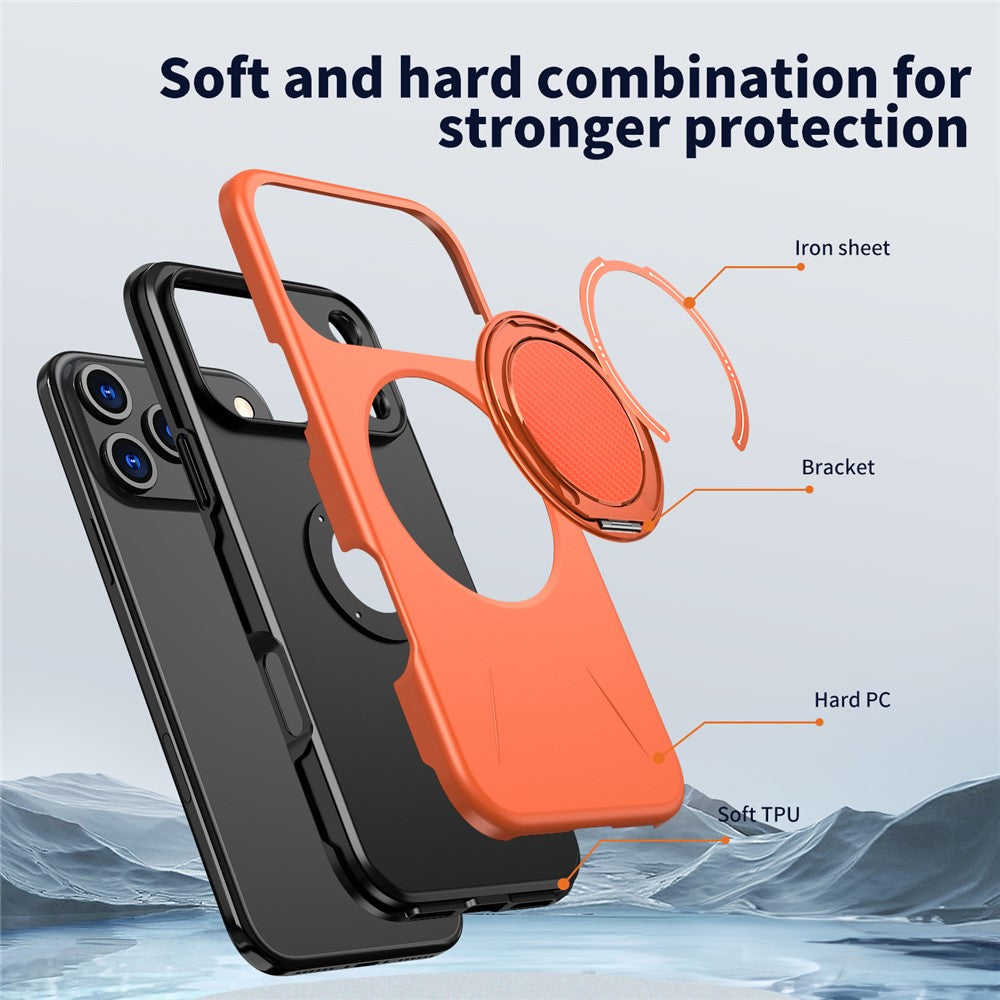 For iPhone 18 Pro Max / 17 Pro Max Magnetic Case Rotating Kickstand TPU + PC Phone Cover