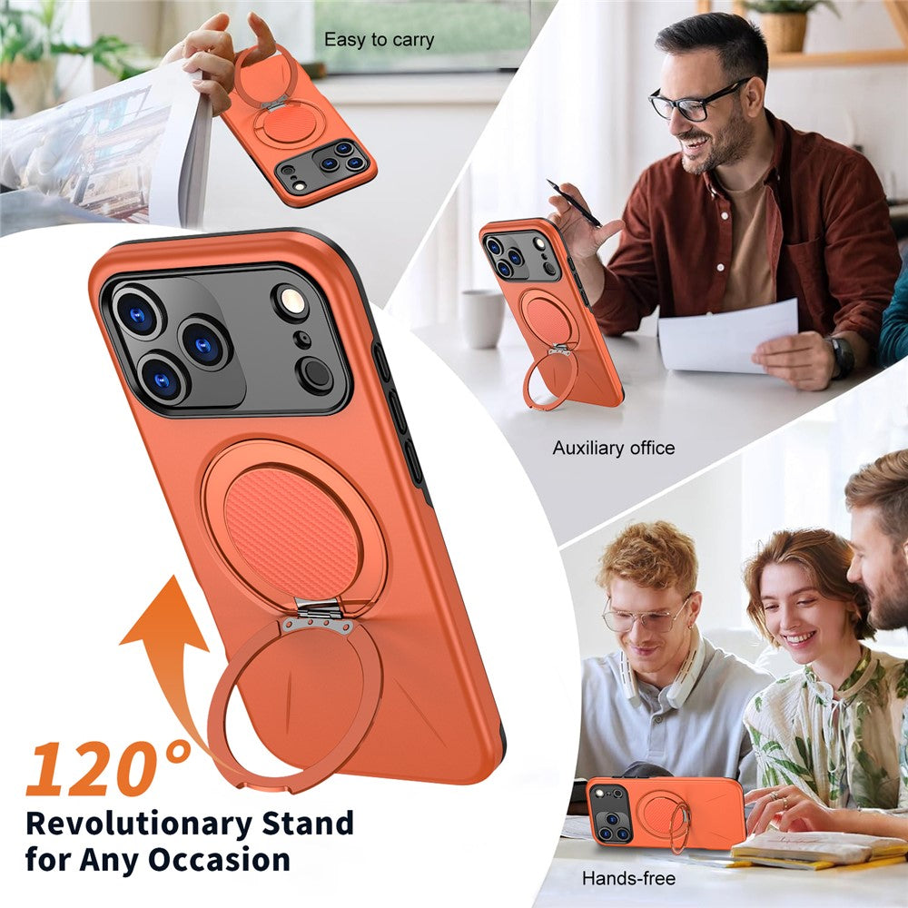 For iPhone 18 Pro Max / 17 Pro Max Magnetic Case Rotating Kickstand TPU + PC Phone Cover