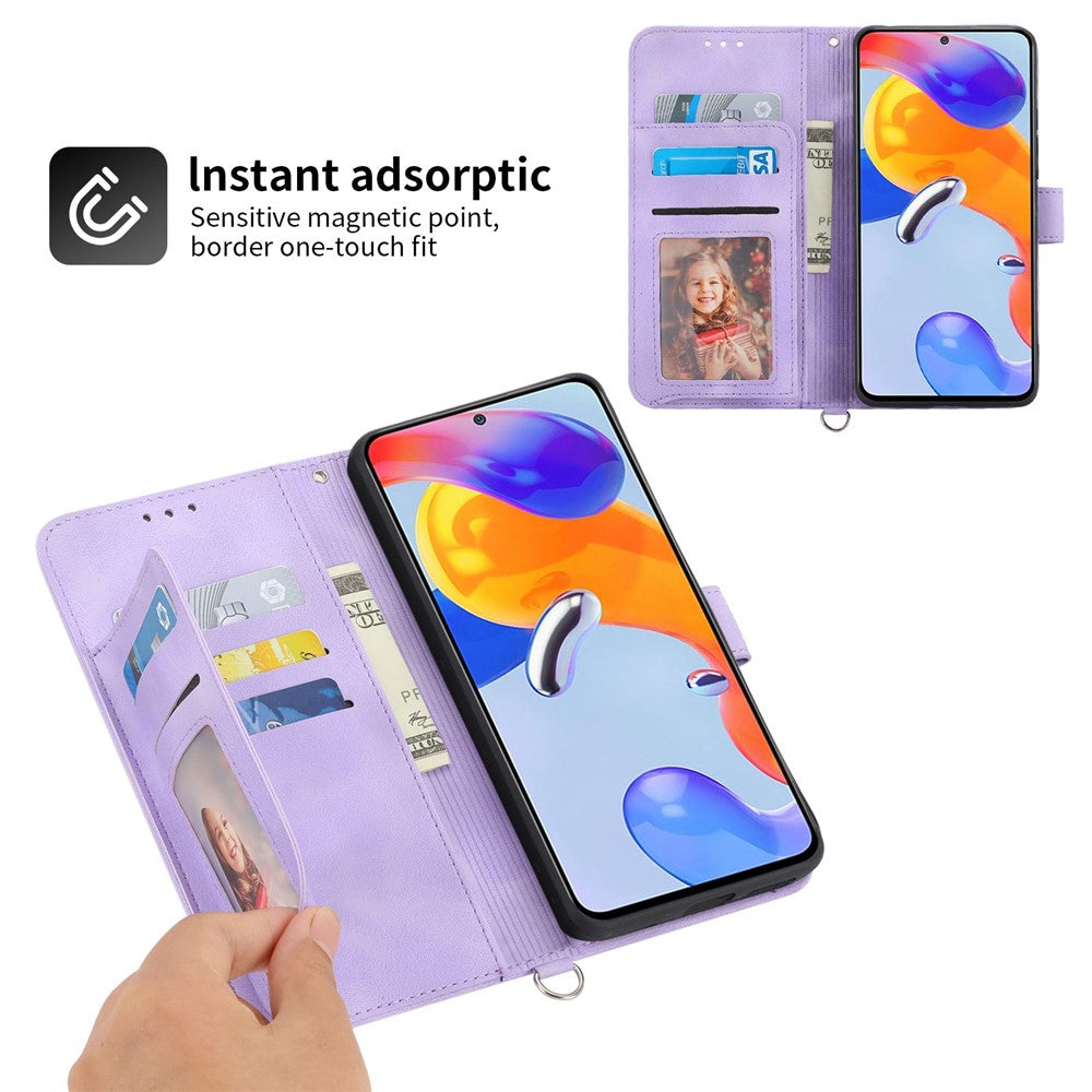 For Xiaomi Redmi Note 12 Pro 4G / 11 Pro 4G (MediaTek) / Note 11 Pro 5G (Qualcomm) Imprinted Flowers Wallet Phone Case Skin-touch PU Leather Stand Cover with Wrist Strap and Shoulder Strap