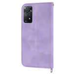 For Xiaomi Redmi Note 12 Pro 4G / 11 Pro 4G (MediaTek) / Note 11 Pro 5G (Qualcomm) Imprinted Flowers Wallet Phone Case Skin-touch PU Leather Stand Cover with Wrist Strap and Shoulder Strap