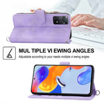 For Xiaomi Redmi Note 12 Pro 4G / 11 Pro 4G (MediaTek) / Note 11 Pro 5G (Qualcomm) Imprinted Flowers Wallet Phone Case Skin-touch PU Leather Stand Cover with Wrist Strap and Shoulder Strap