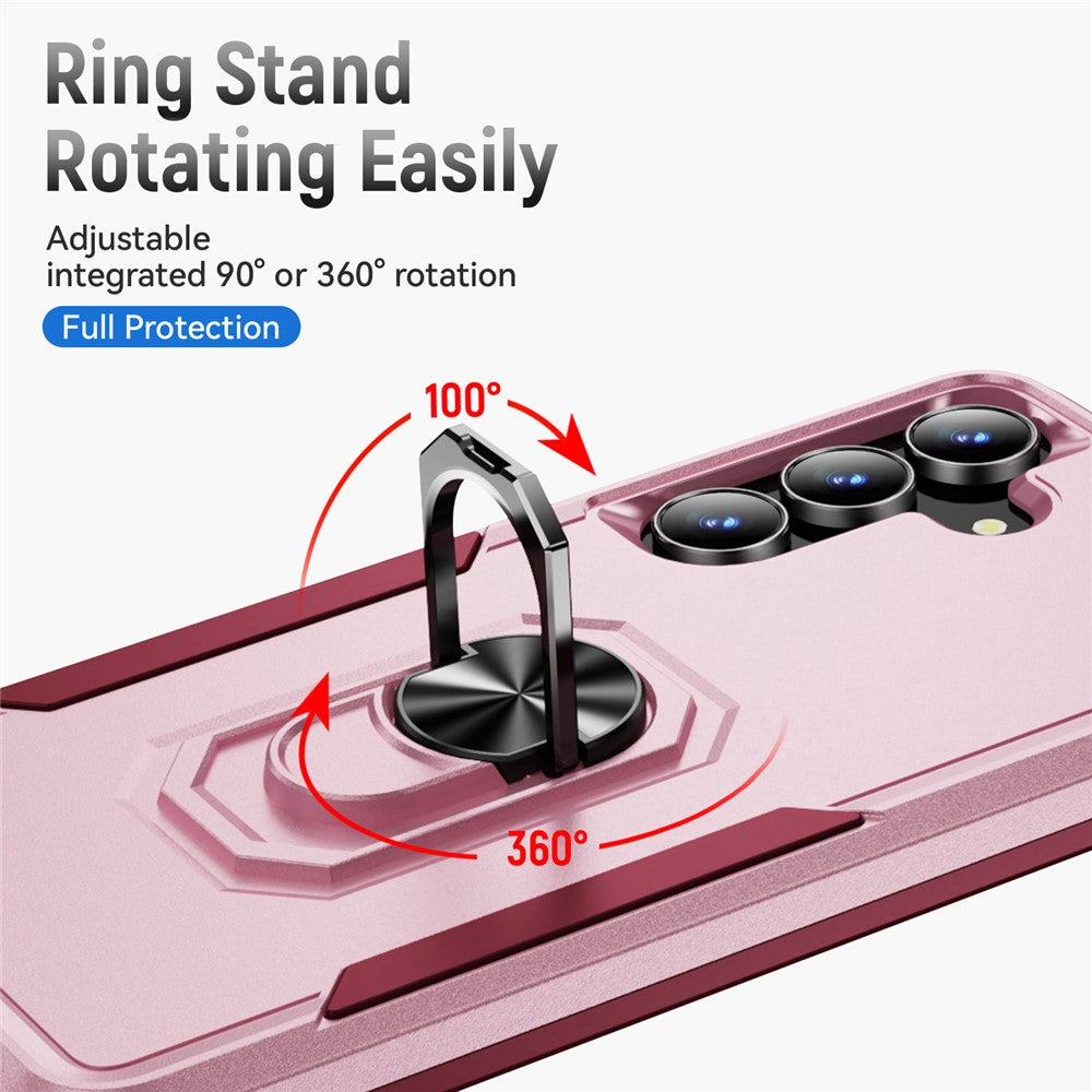 For Samsung Galaxy S25 FE Case Military Grade Ring Kickstand PC + TPU Phone Cover