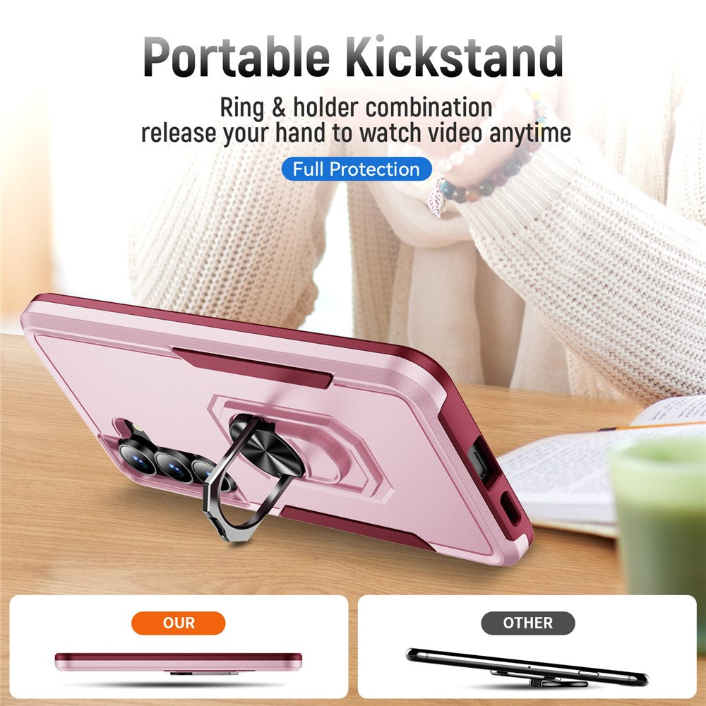For Samsung Galaxy S25 FE Case Military Grade Ring Kickstand PC + TPU Phone Cover