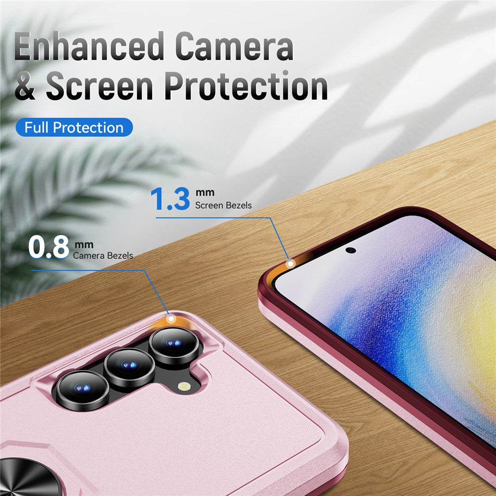 For Samsung Galaxy S25 FE Case Military Grade Ring Kickstand PC + TPU Phone Cover