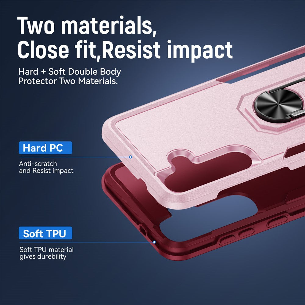 For Samsung Galaxy S25 FE Case Military Grade Ring Kickstand PC + TPU Phone Cover