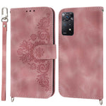 Skin-touch Smartphone Cover For Xiaomi Redmi Note 11 4G (Qualcomm) / Note 11S 4G, Imprinted Flowers PU Leather Phone Case Stand Multiple Card Slots with Two Straps