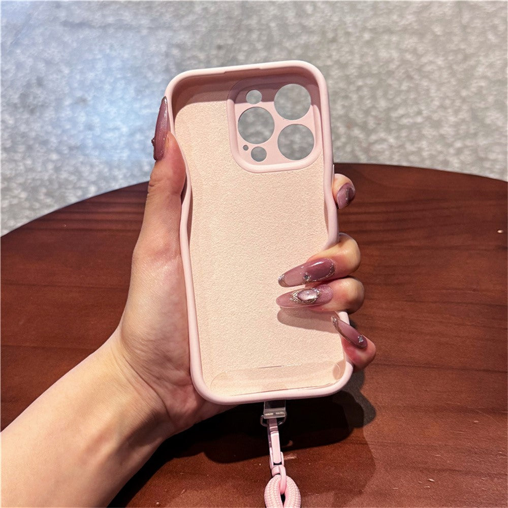 For iPhone 13 Pro Case Precise Cutouts Liquid Silicone + PC Phone Cover with Wrist Strap