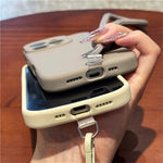 For iPhone 13 Pro Case Precise Cutouts Liquid Silicone + PC Phone Cover with Wrist Strap