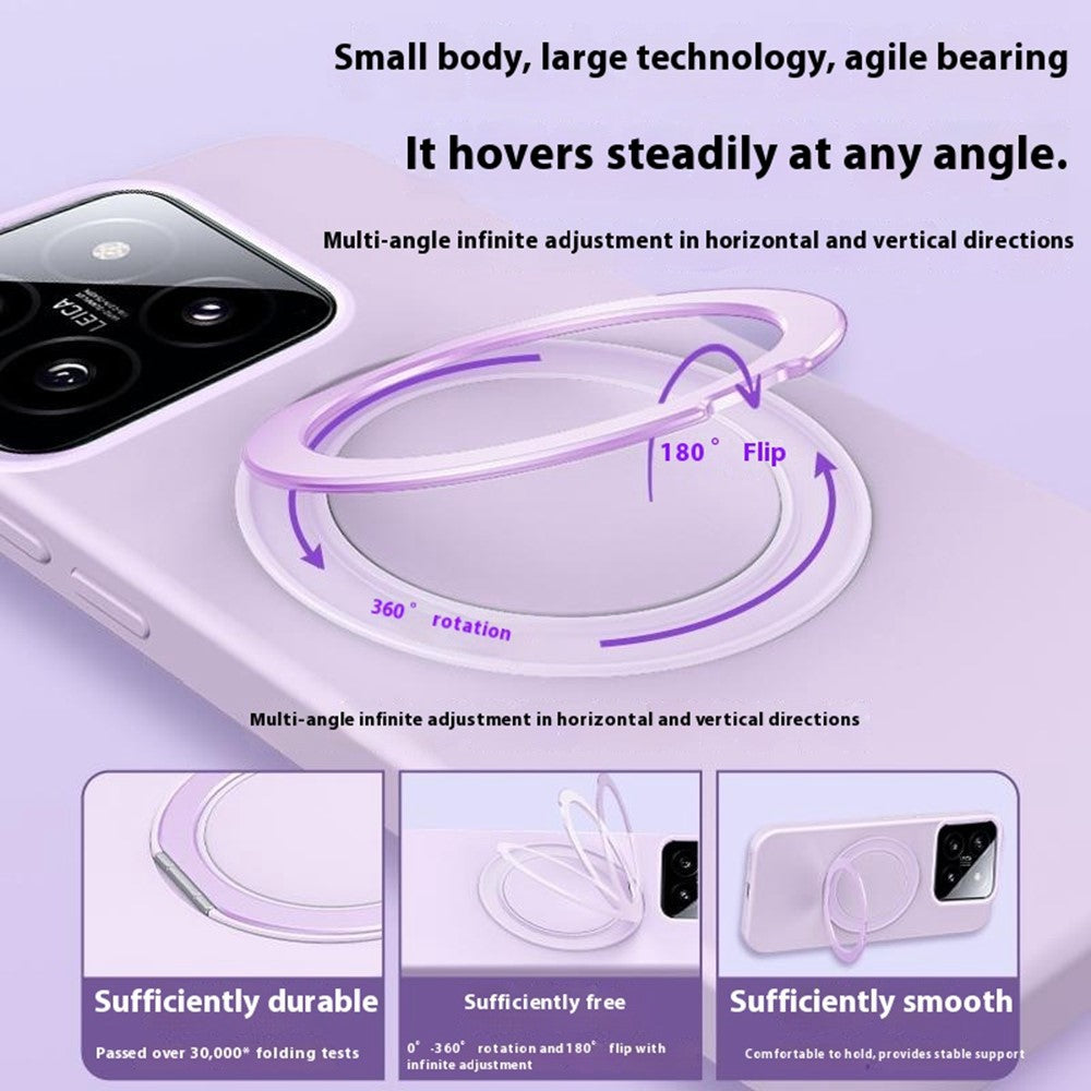 Xiaomi 14 Magnetiskt Skal Roterande Stativ Flytande Silikon PC mobilskal Skin Touch