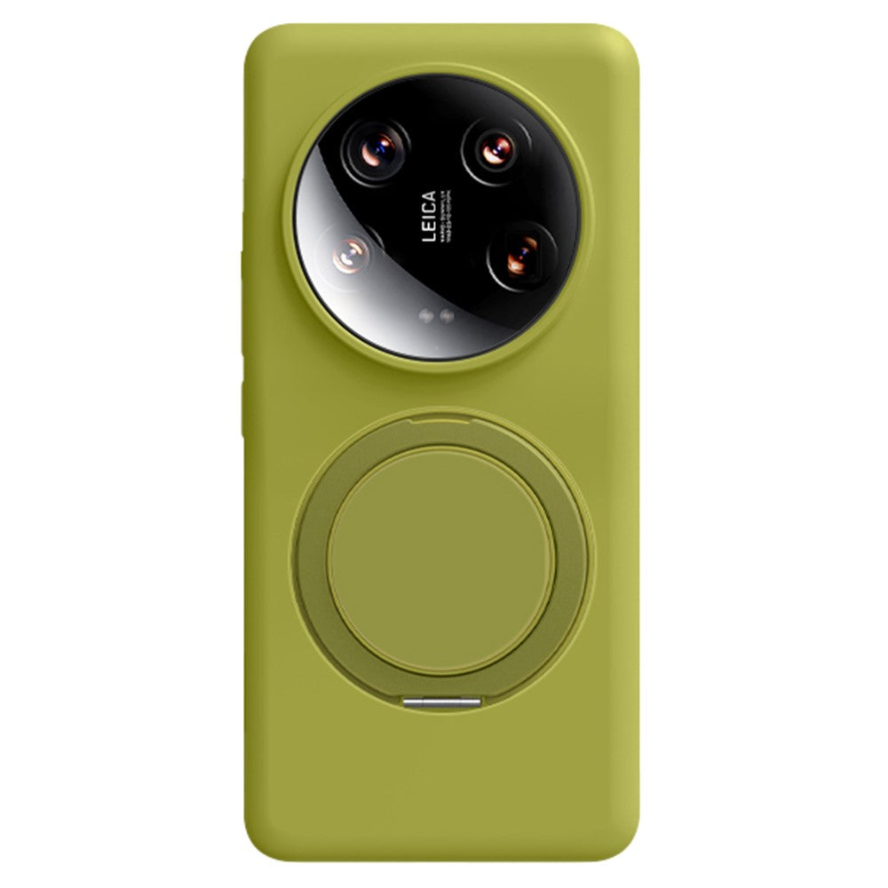 For XXiaomi 14 Ultra Magnetic Case Rotating Kickstand Liquid Silicone PC Phone Cover Skin Touch