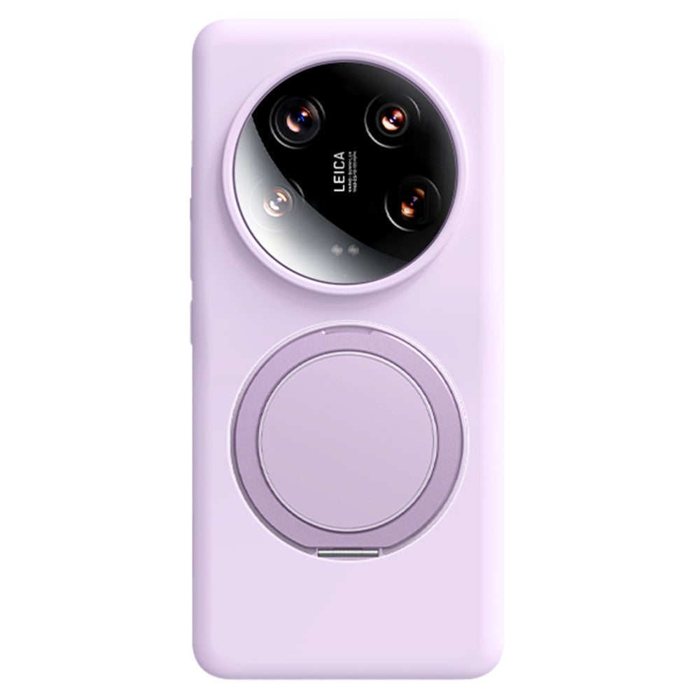 For XXiaomi 14 Ultra Magnetic Case Rotating Kickstand Liquid Silicone PC Phone Cover Skin Touch