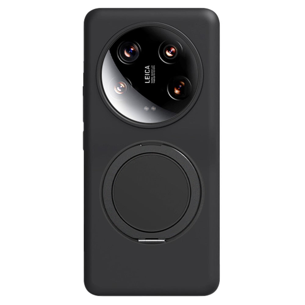 For XXiaomi 14 Ultra Magnetic Case Rotating Kickstand Liquid Silicone PC Phone Cover Skin Touch