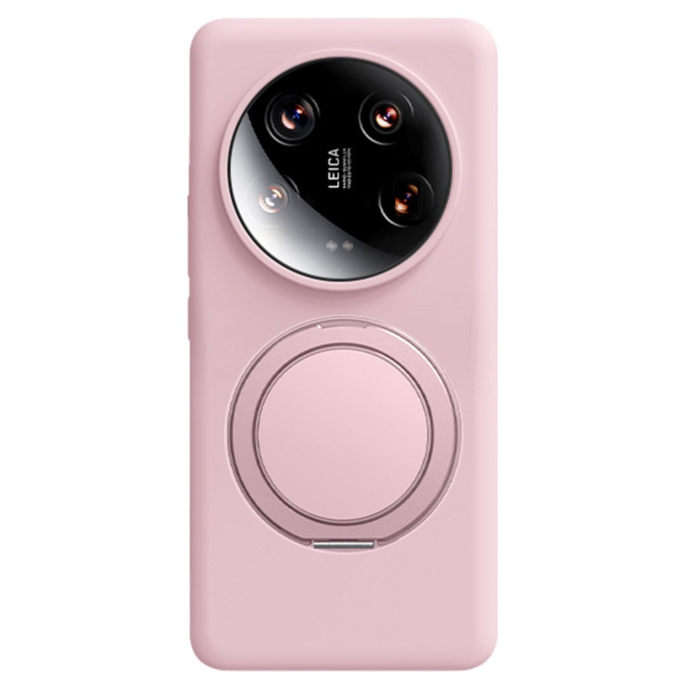 For XXiaomi 14 Ultra Magnetic Case Rotating Kickstand Liquid Silicone PC Phone Cover Skin Touch