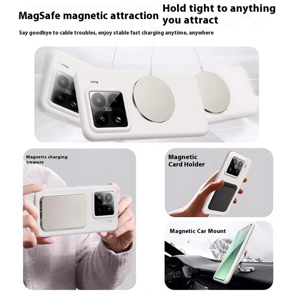 For Xiaomi 15 Magnetic Case Rotating Kickstand Liquid Silicone PC Phone Cover Skin Touch