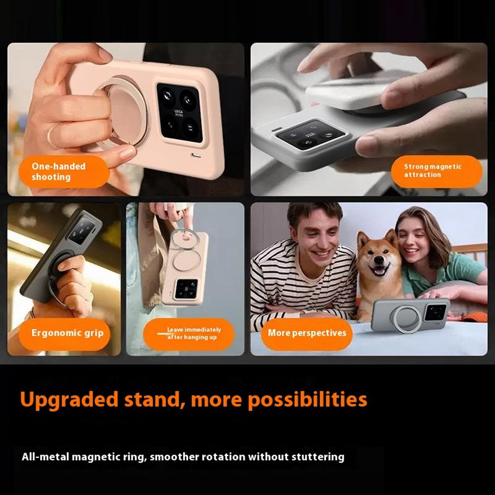 For Xiaomi 15 Magnetic Case Rotating Kickstand Liquid Silicone PC Phone Cover Skin Touch