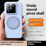 For Xiaomi 15 Magnetic Case Rotating Kickstand Liquid Silicone PC Phone Cover Skin Touch