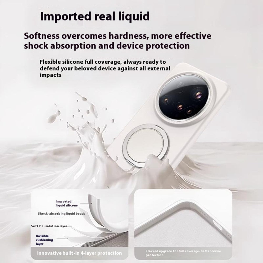 For Xiaomi 15 Ultra Magnetic Case Rotating Kickstand Liquid Silicone PC Phone Cover Skin Touch