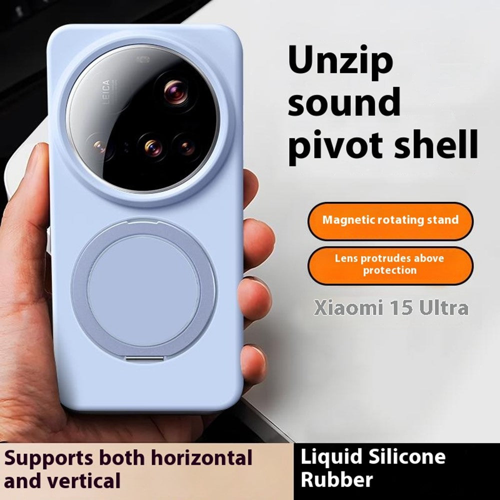 For Xiaomi 15 Ultra Magnetic Case Rotating Kickstand Liquid Silicone PC Phone Cover Skin Touch
