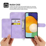 Skin-touch Imprinted Flowers Multiple Card Slots Leather Case for Samsung Galaxy A73 5G, Stand Wallet Phone Cover with Wrist Strap and Shoulder Strap