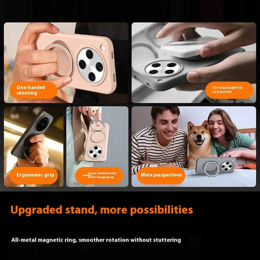 For Oppo Find X8 5G Magnetic Case Rotating Kickstand Liquid Silicone PC Phone Cover Skin Touch
