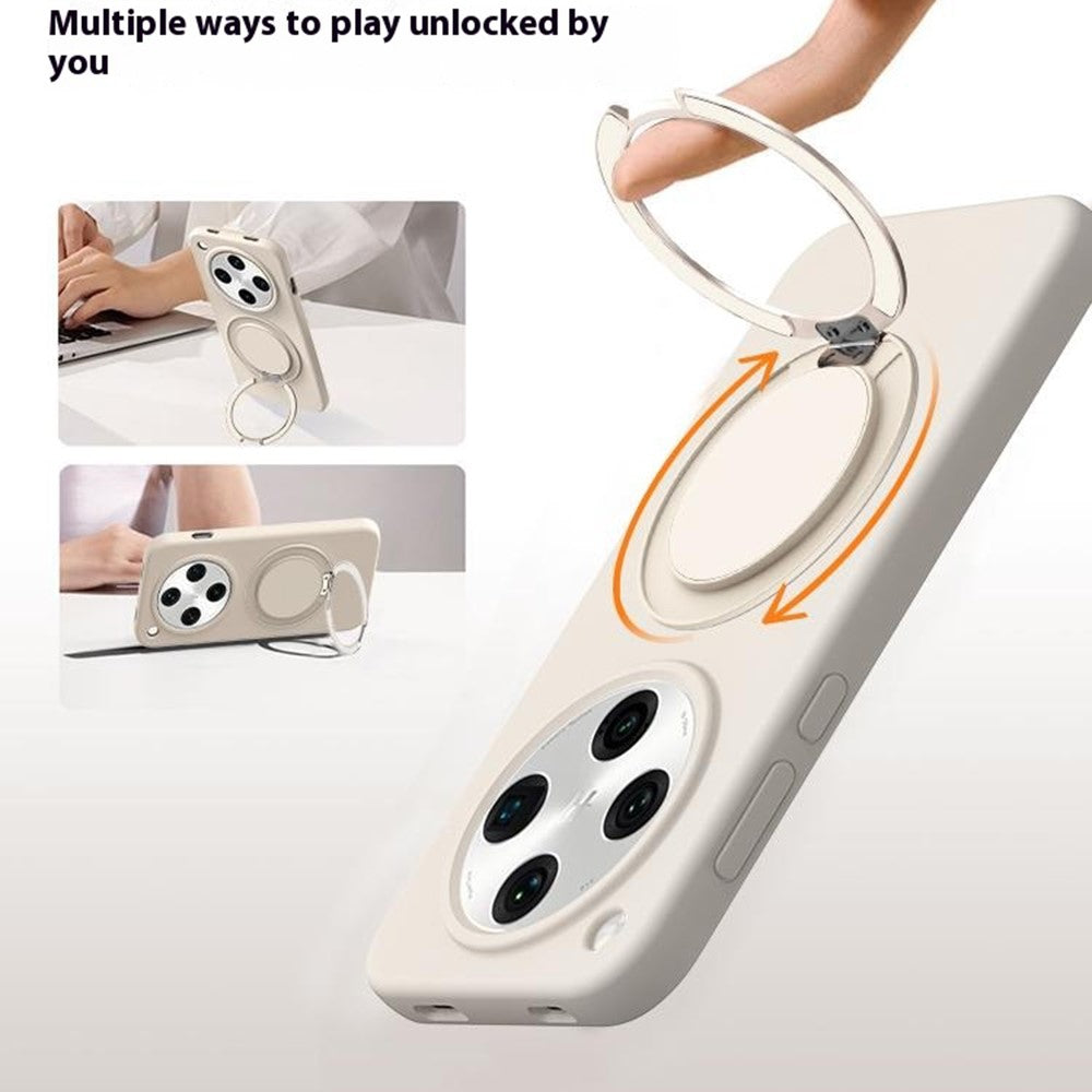 For Oppo Find X8 5G Magnetic Case Rotating Kickstand Liquid Silicone PC Phone Cover Skin Touch