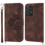 Stand Wallet Leather Case for Samsung Galaxy A23 4G / A23 5G (Global Version), Skin-touch Imprinted Flowers Pattern Multiple Card Slots Phone Cover with Wrist Strap and Shoulder Strap