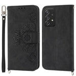 Stand Wallet Leather Case for Samsung Galaxy A23 4G / A23 5G (Global Version), Skin-touch Imprinted Flowers Pattern Multiple Card Slots Phone Cover with Wrist Strap and Shoulder Strap