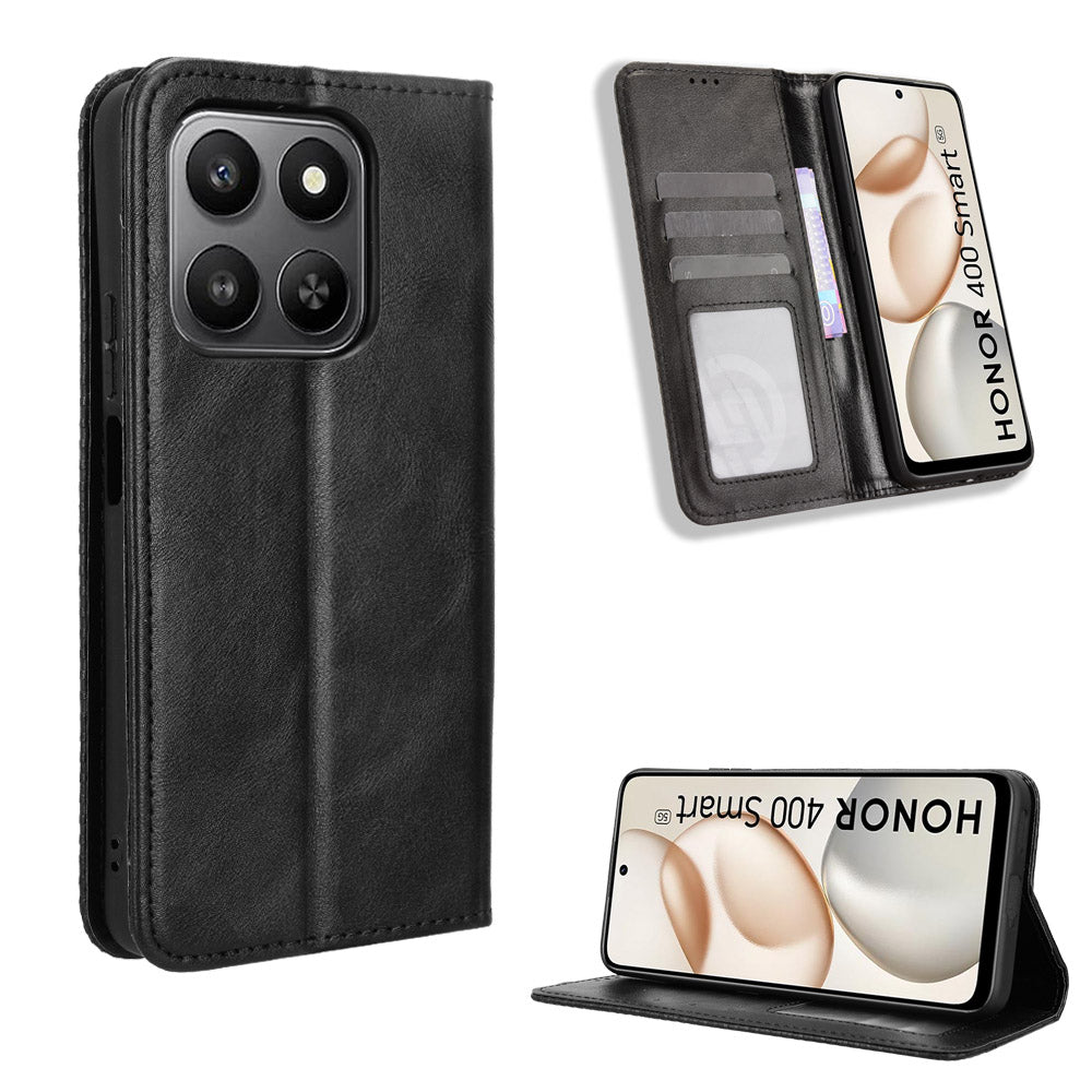 For Honor 400 Smart 5G / 4G / X7d 4G Leather Case Wallet Stand Retro Texture Phone Cover