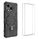 WANLONFENG For Honor 400 Lite 5G Case Kickstand with 2Pcs Screen Film  KJ Series PC TPU Phone Cover (Big Lens Hole)