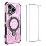 WANLONFENG For Honor 400 Lite 5G Case Kickstand with 2Pcs Screen Film  KJ Series PC TPU Phone Cover (Big Lens Hole)