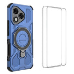 WANLONFENG For Honor 400 Lite 5G Case Kickstand with 2Pcs Screen Film  KJ Series PC TPU Phone Cover (Big Lens Hole)