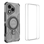 WANLONFENG For Honor 400 Lite 5G Case Kickstand with 2Pcs Screen Film  KJ Series PC TPU Phone Cover (Big Lens Hole)