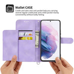 For Samsung Galaxy S22 5G Skin-friendly Imprinted Flowers PU Leather Phone Case Stand Multiple Card Slots Protective Phone Cover with Wrist Strap and Shoulder Strap